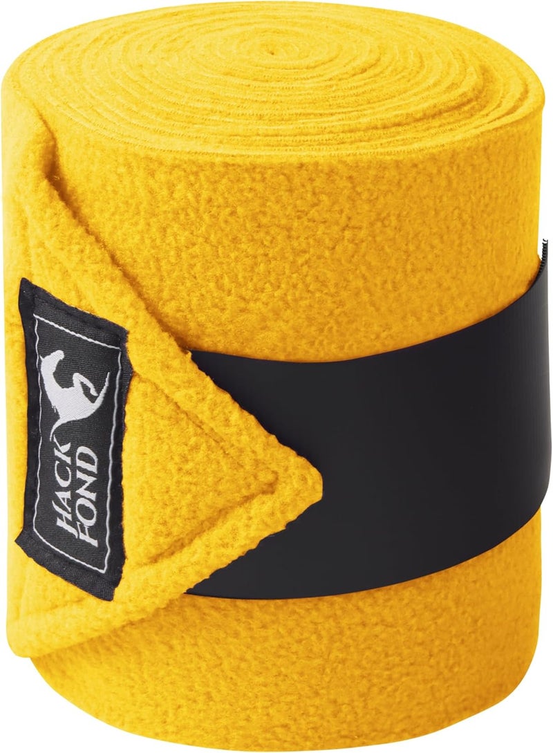 HackFond Fleece Horse Polo Leg Wraps Set of 4, 10' Horse Leg Bandages Stable Supplies Equestrian Boots Yellow - Image 1